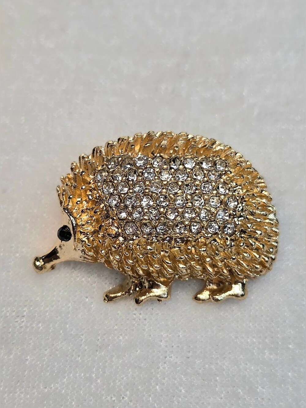 New Gold-toned Rhinestone Hedgehog Brooch / Pin